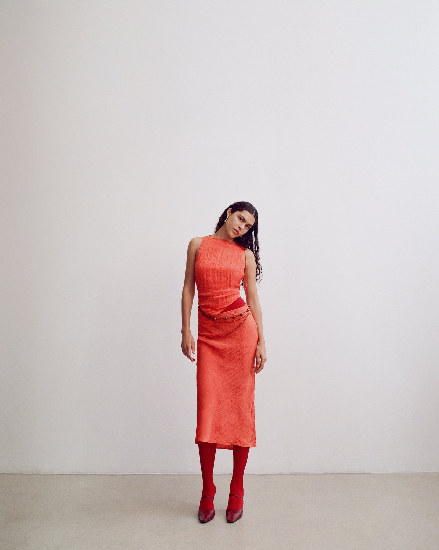 SIR the label Ligera Midi Skirt Tangerine