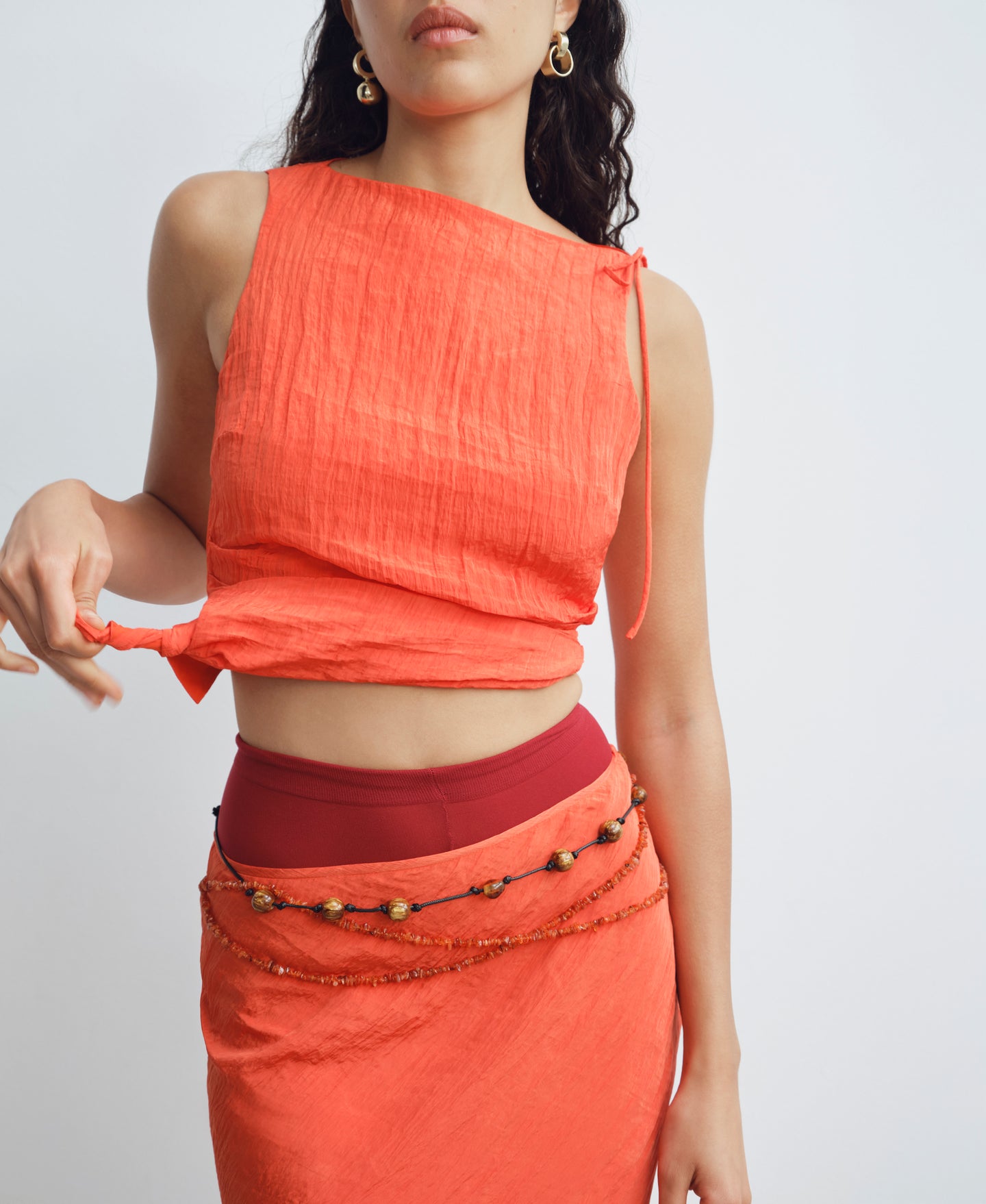 SIR the label Ligera Midi Skirt Tangerine