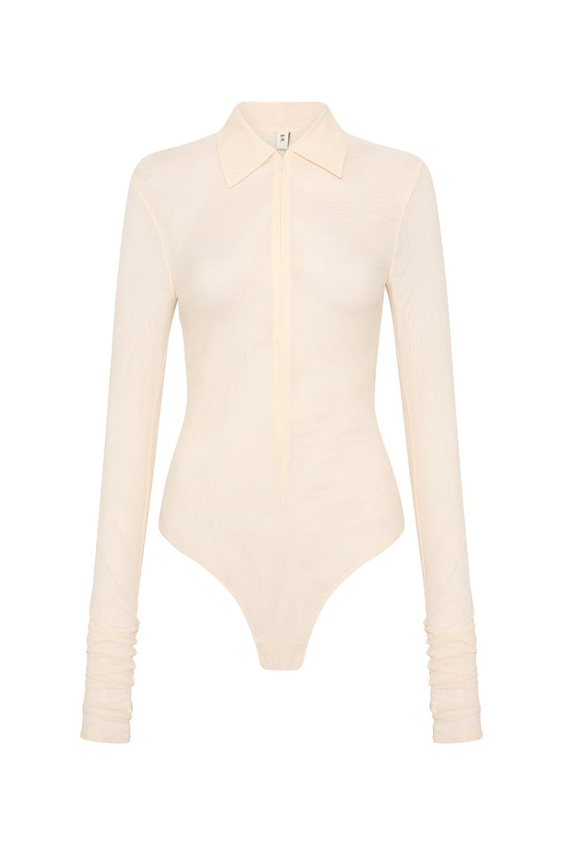 SIR the label Jacques Mesh Zip Bodysuit ECRU