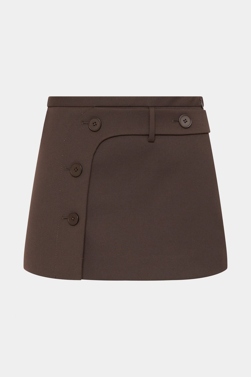 SIR the label Sandrine Button Mini Skirt CHOCOLATE