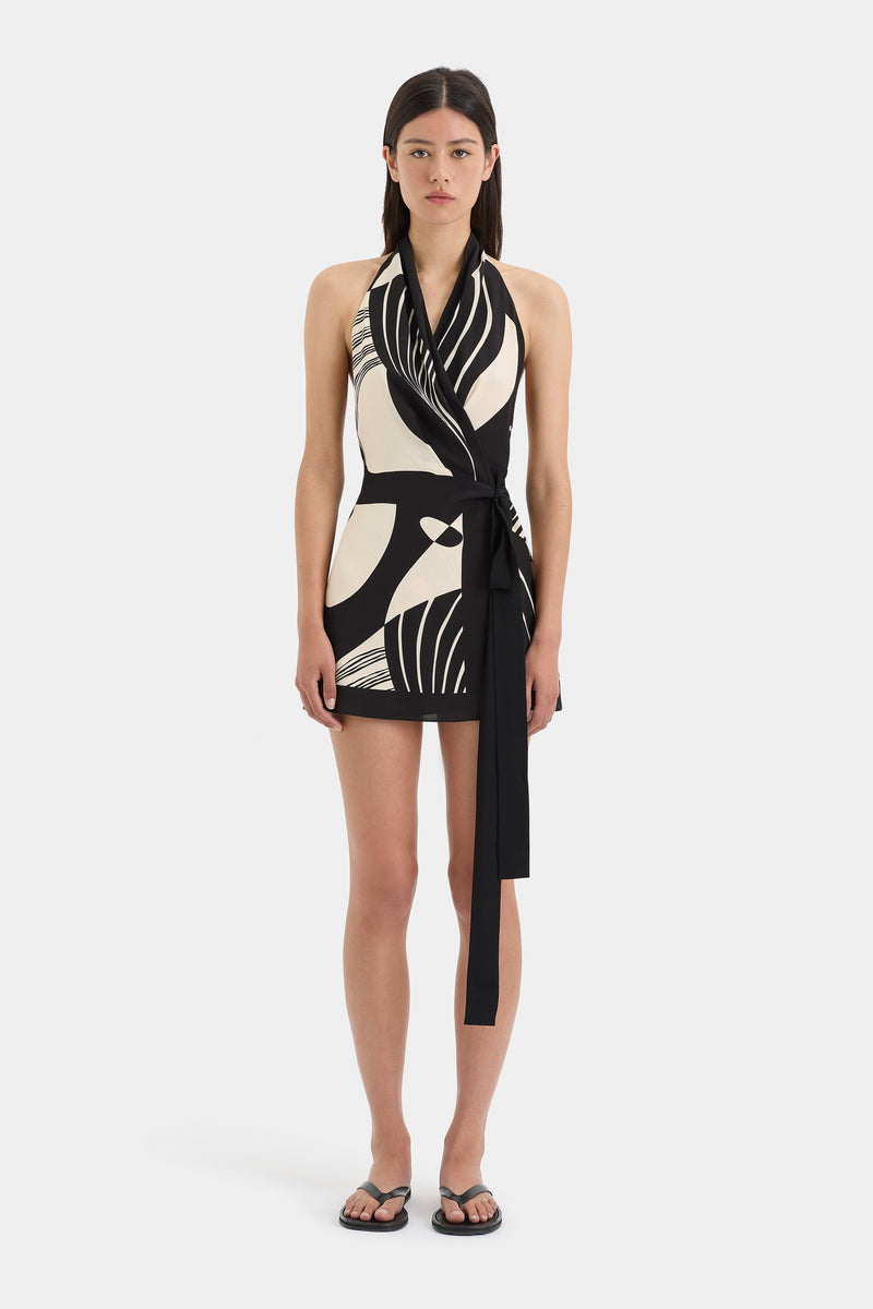 SIR the label Realisme Wrap Halter Mini Dress Papier