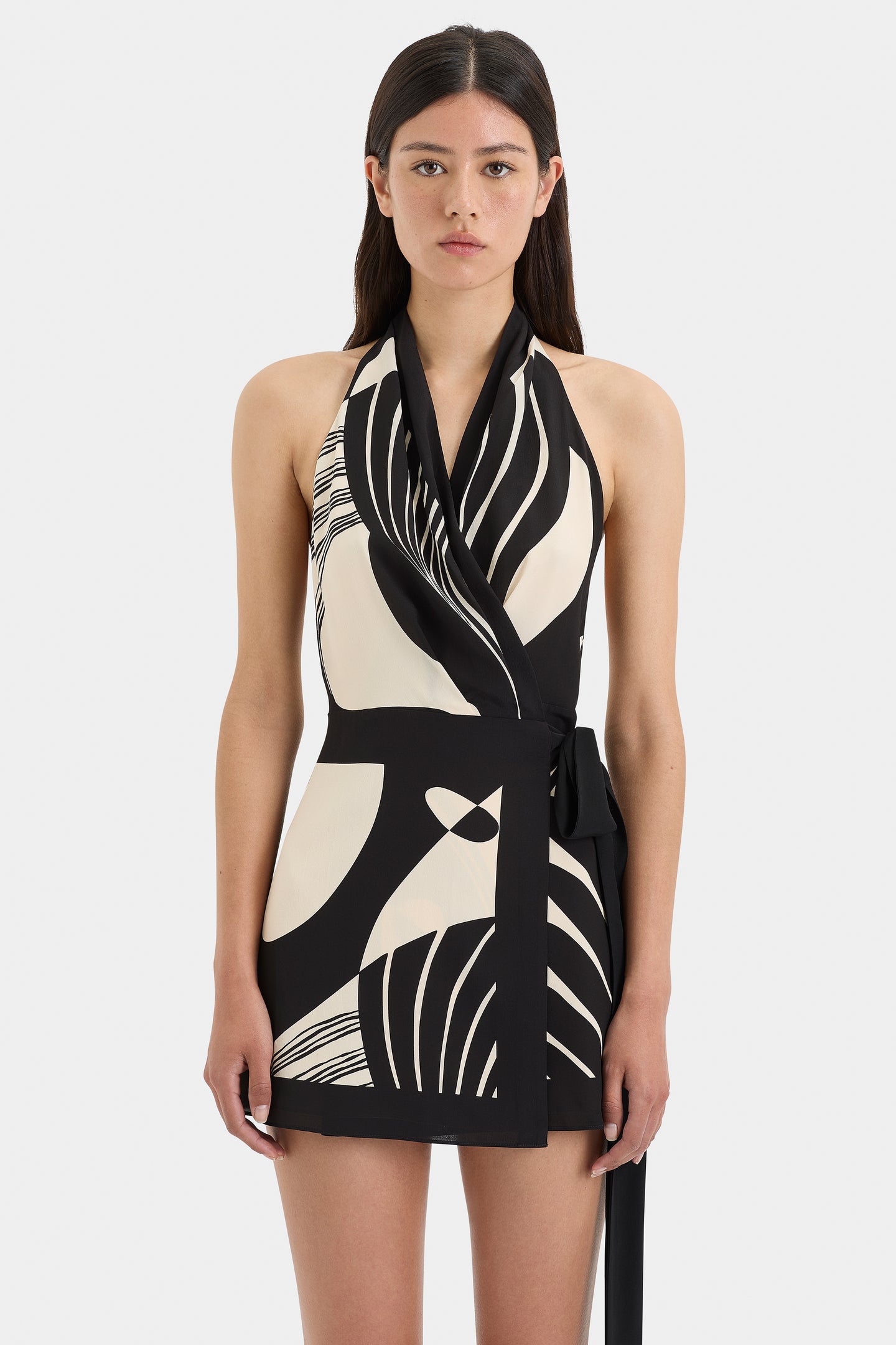 SIR the label Realisme Wrap Halter Mini Dress Papier