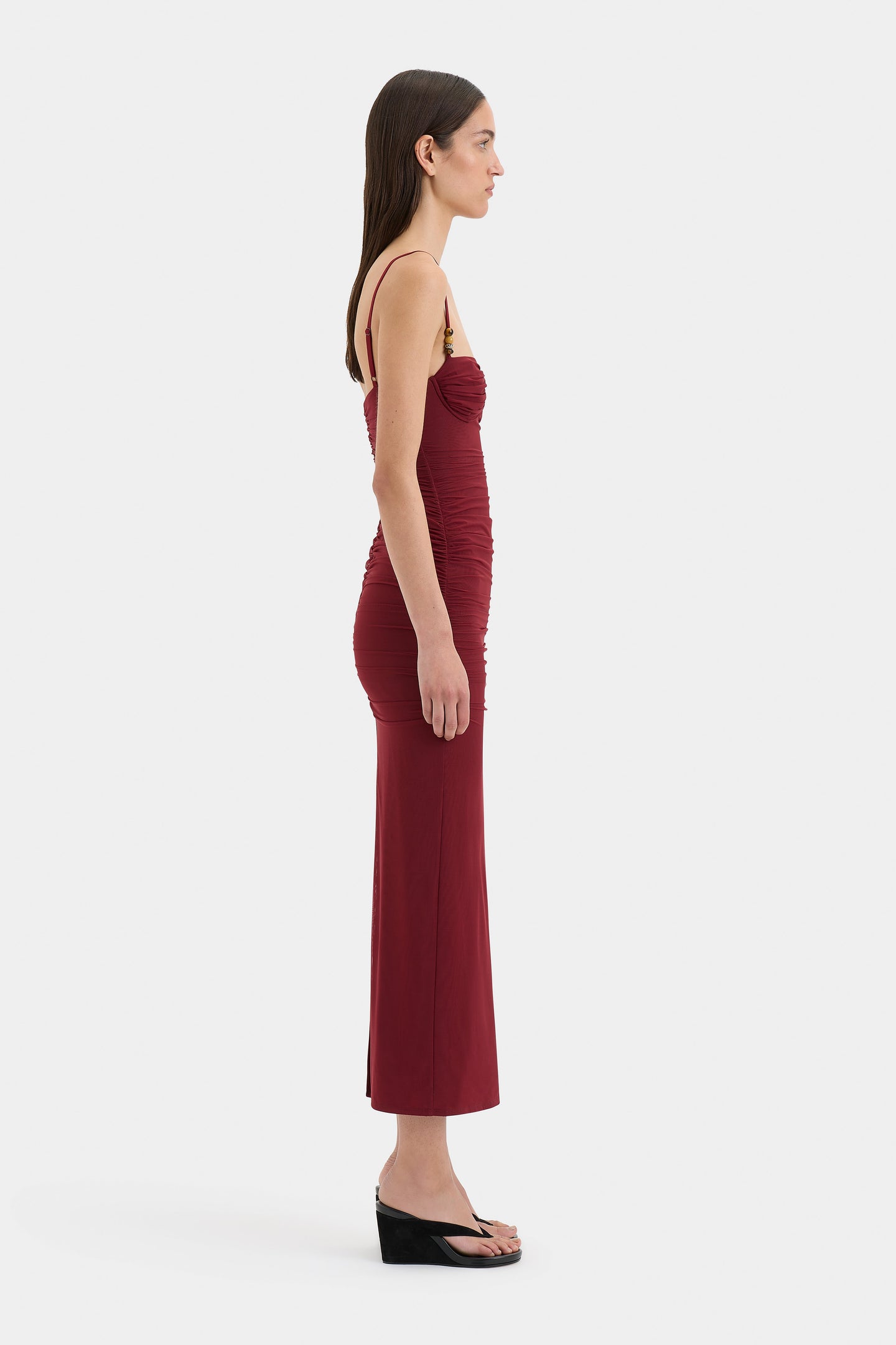 SIR the label Jacques Beaded Midi Dress BERRY