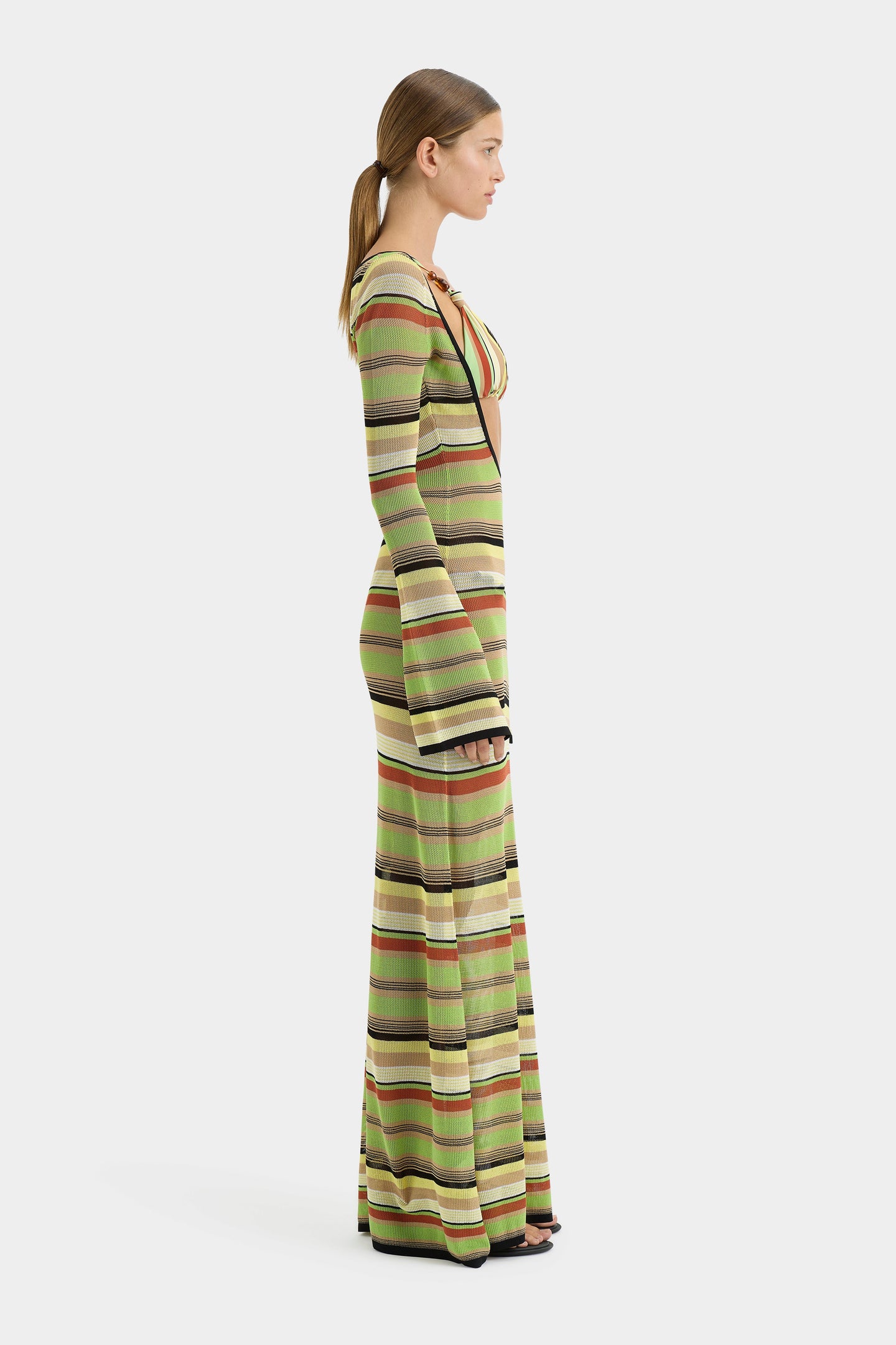 SIR the label Coastline Low Back Dress PALM STRIPE