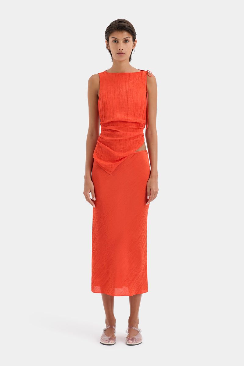 SIR the label Ligera Midi Skirt Tangerine