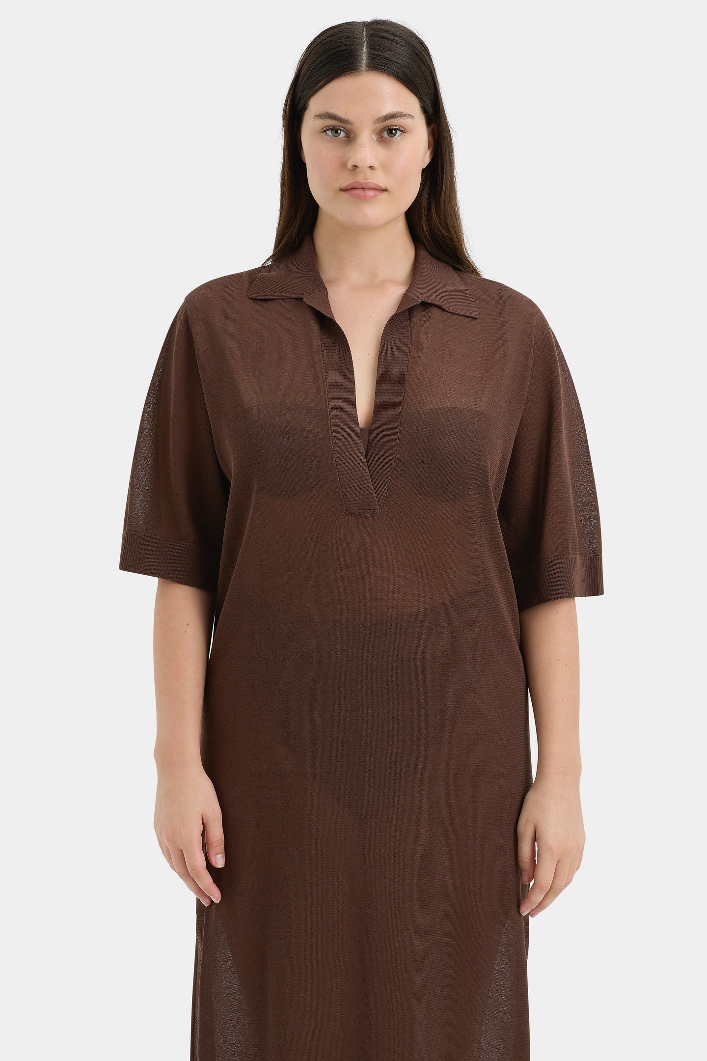 SIR the label Coastline Overlay Dress CHOCOLATE