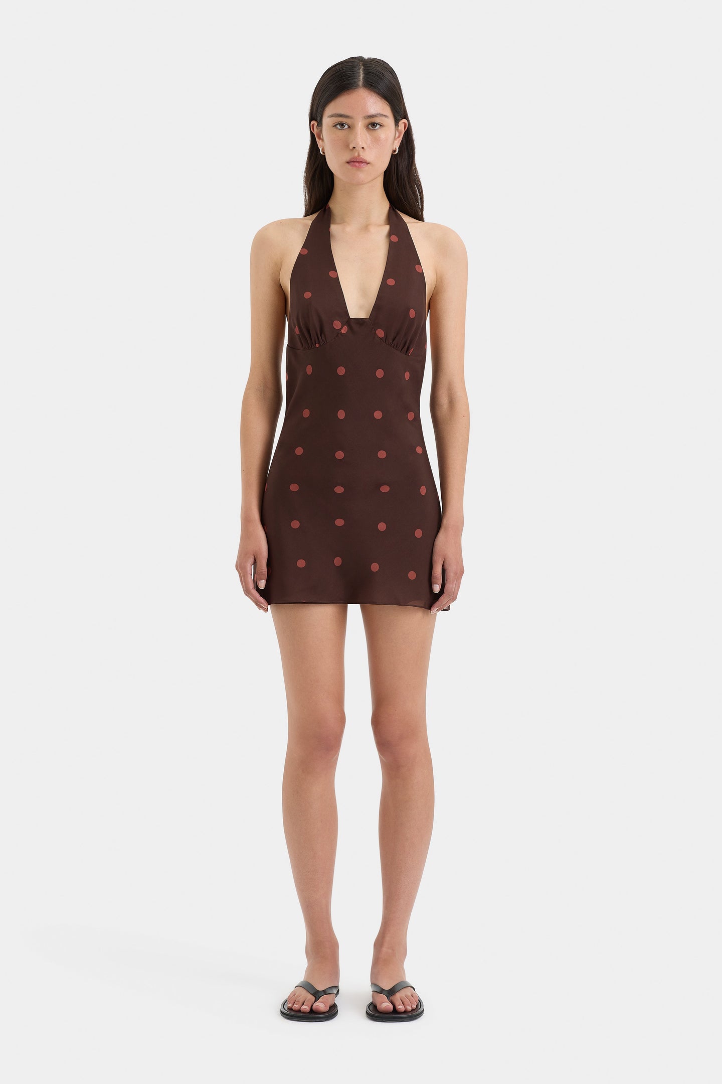 SIR the label Toni Halter Mini Dress CHOCOLATE DOT