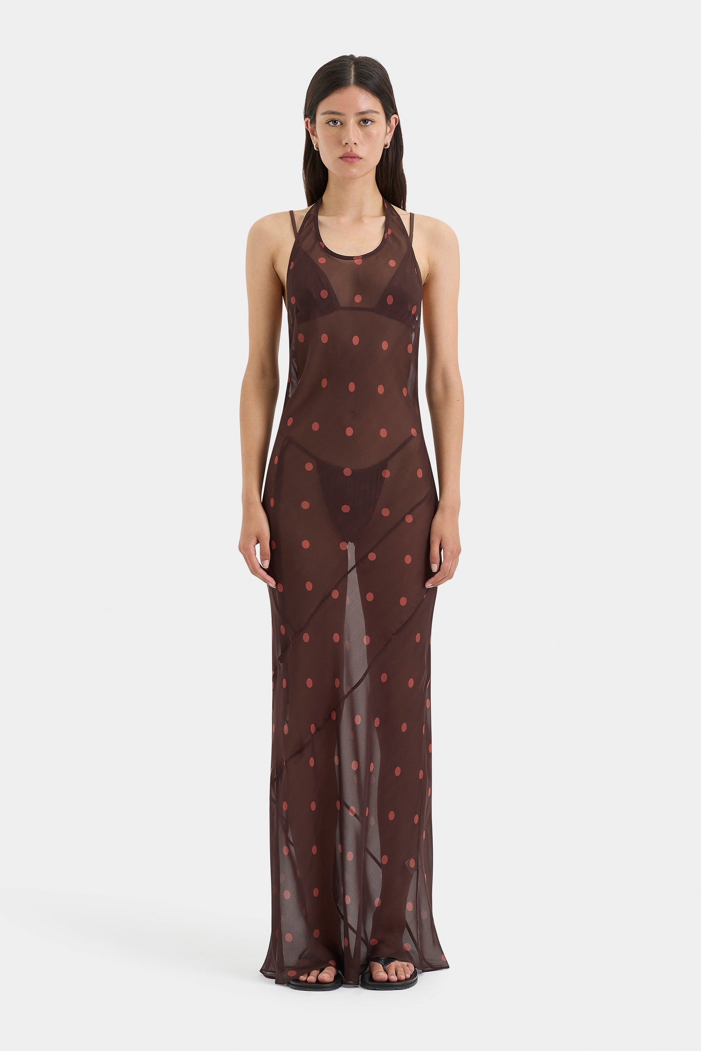 SIR the label Toni Halter Dress CHOCOLATE DOT