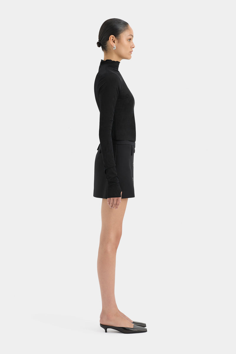 SIR the label Sandrine Button Mini Skirt Black