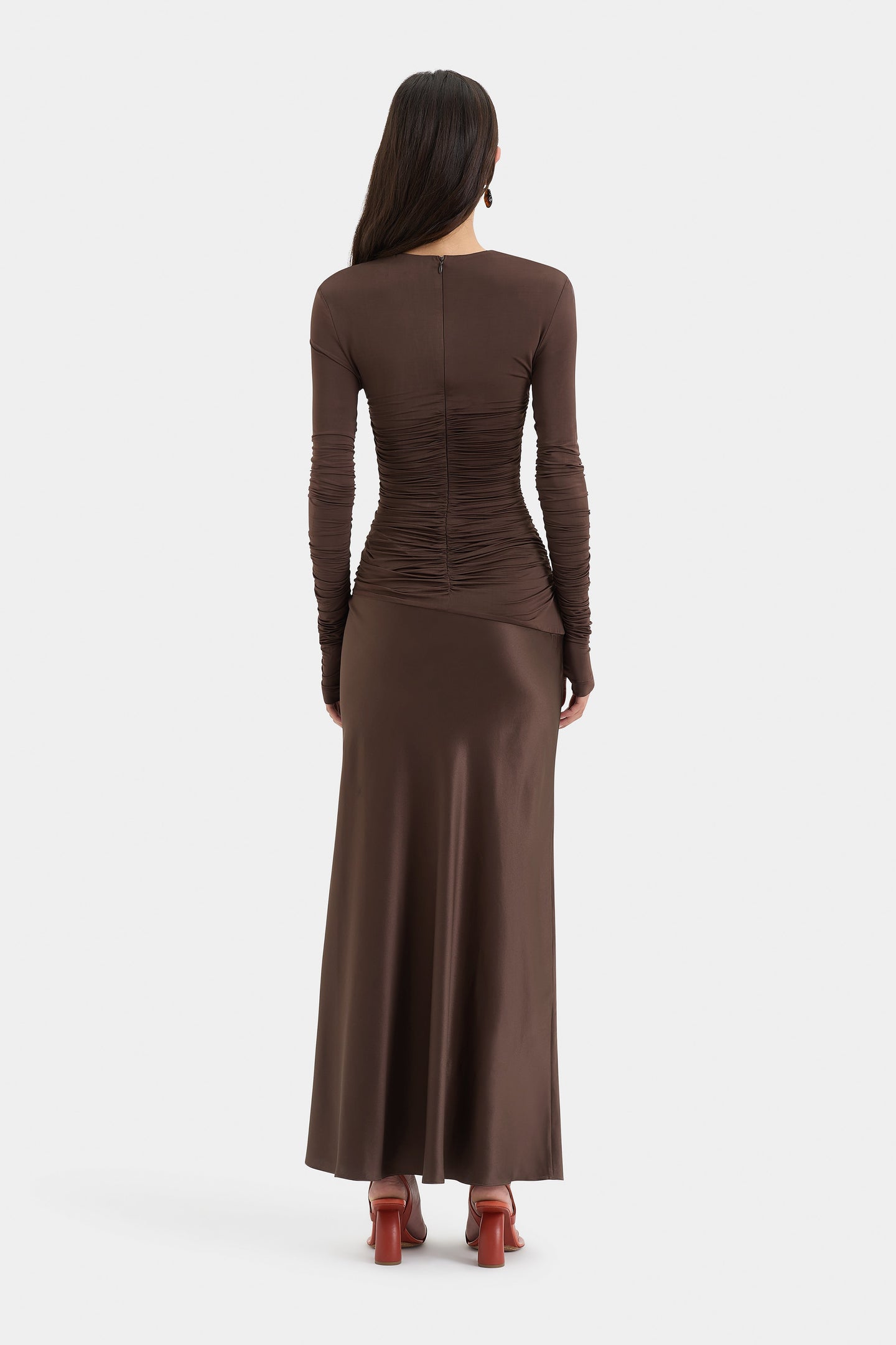 SIR the label Alessia Draped Gown CHOCOLATE