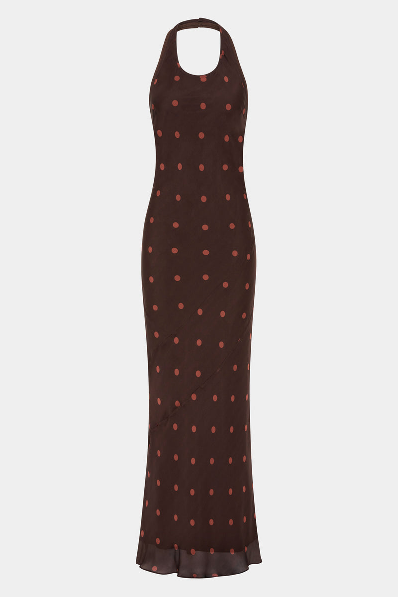 SIR the label Toni Halter Dress CHOCOLATE DOT