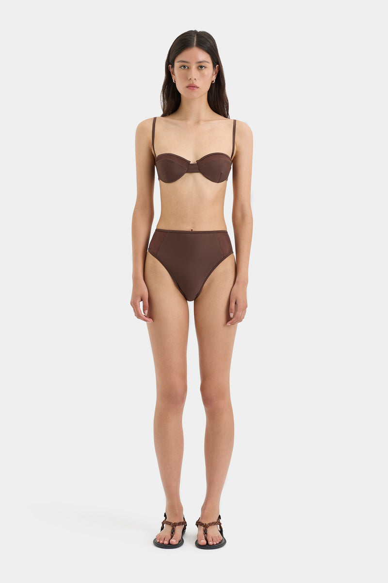 SIR the label Dunes Splice High Cut Brief CHOCOLATE