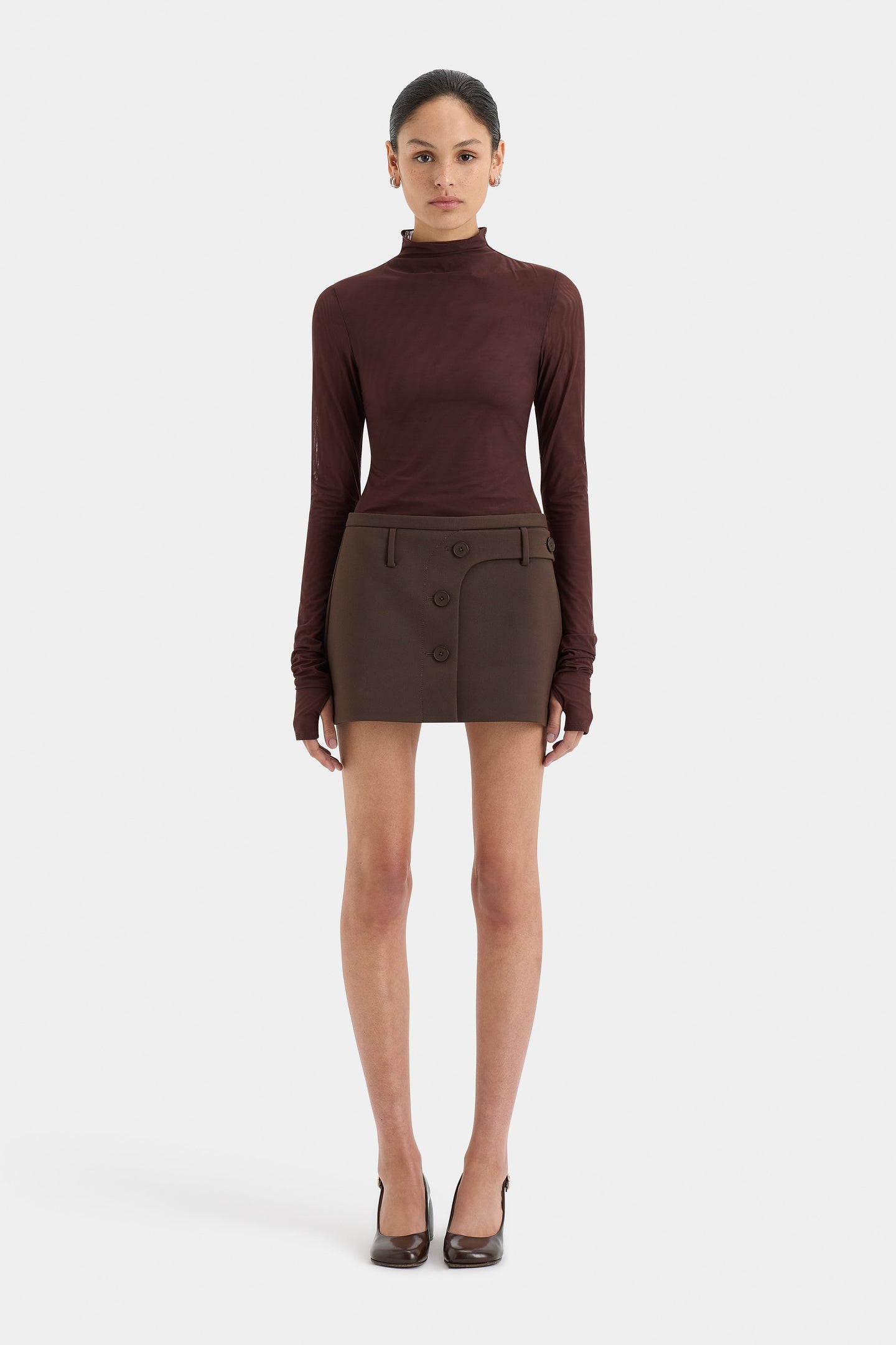 SIR the label Jacques Mesh Bodysuit CHOCOLATE