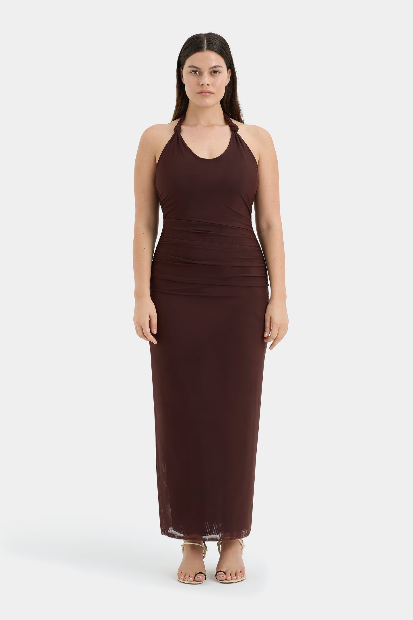 SIR the label Jacques Knot Midi Dress CHOCOLATE