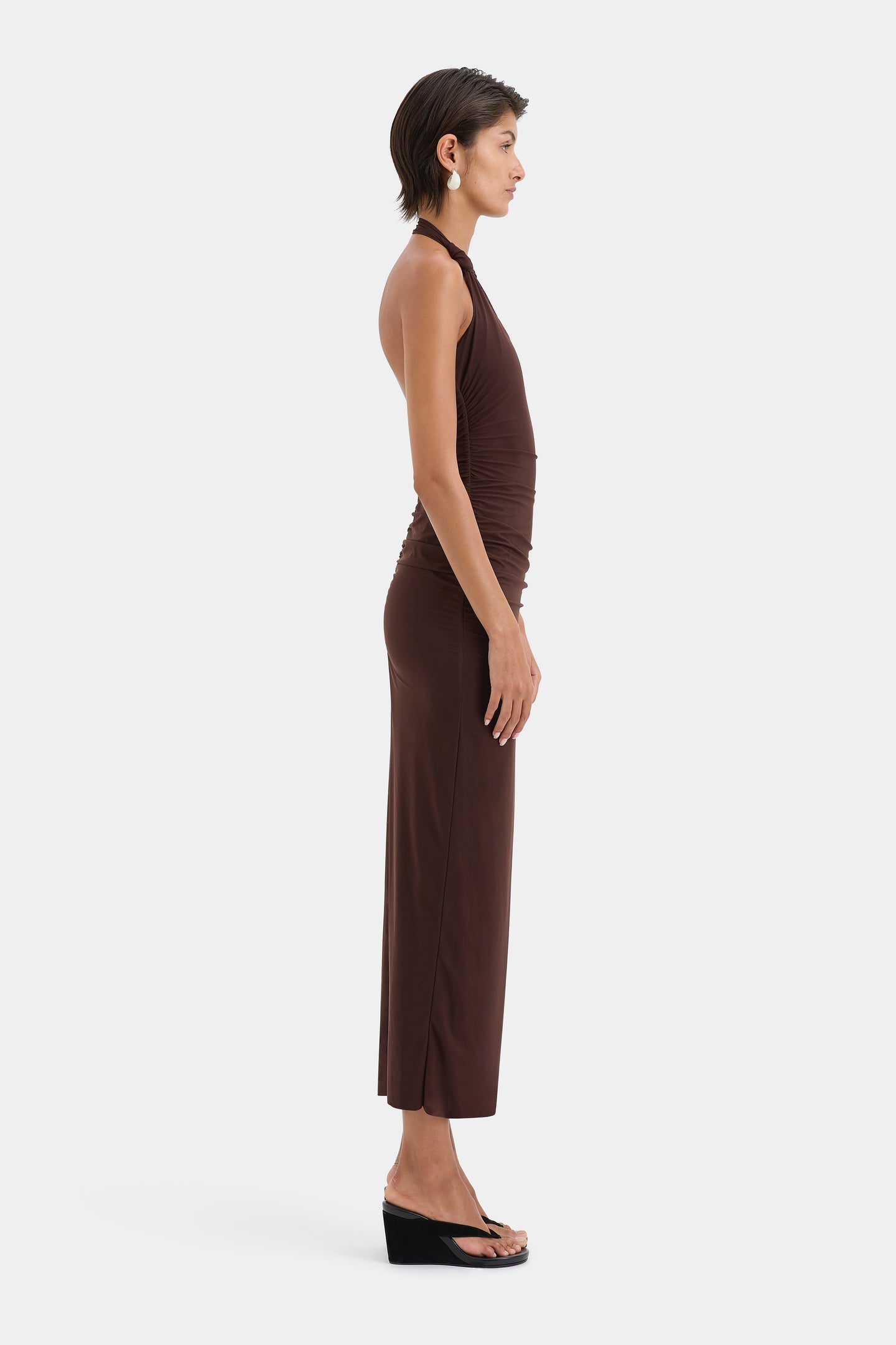 SIR the label Jacques Knot Midi Dress CHOCOLATE