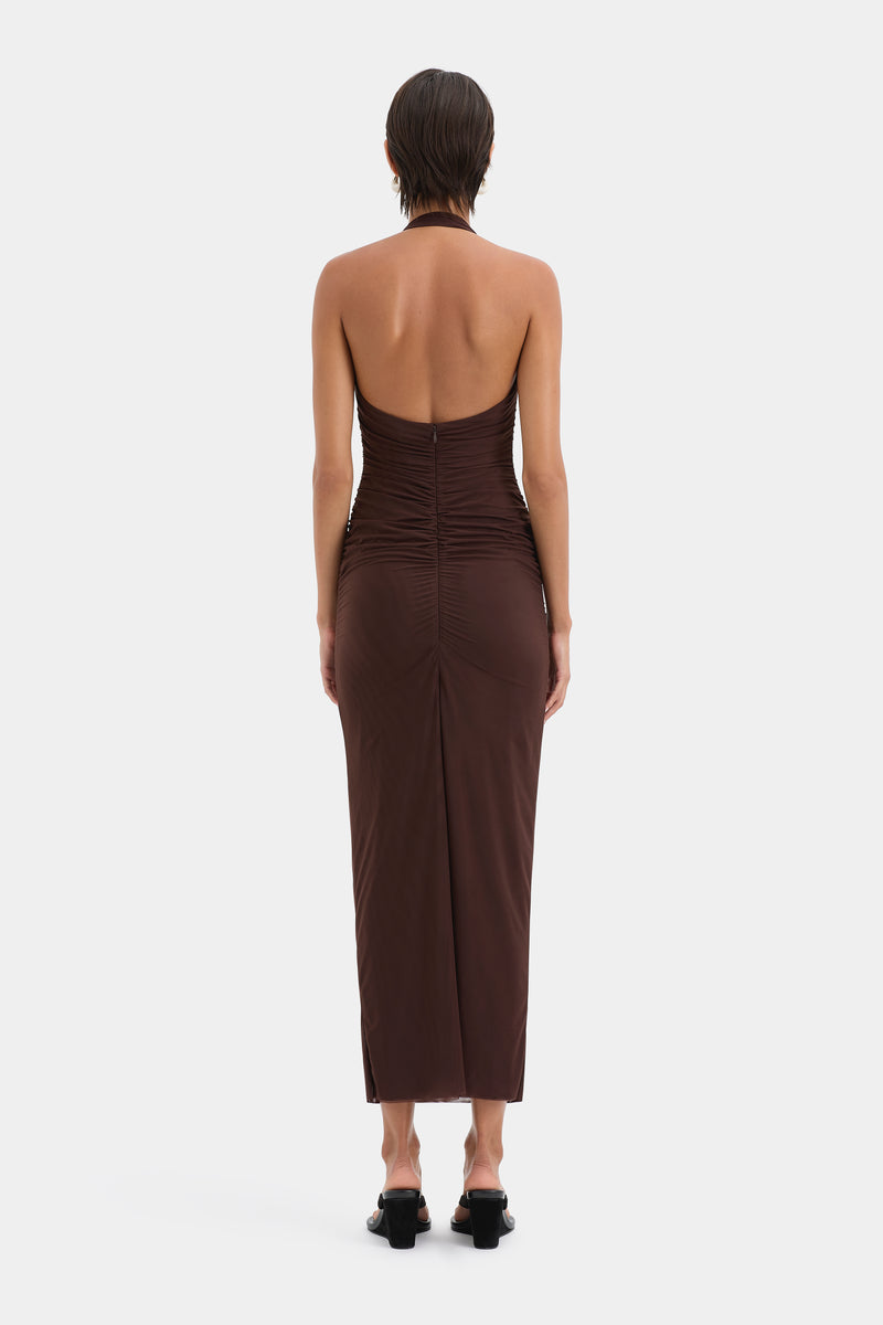 SIR the label Jacques Knot Midi Dress CHOCOLATE