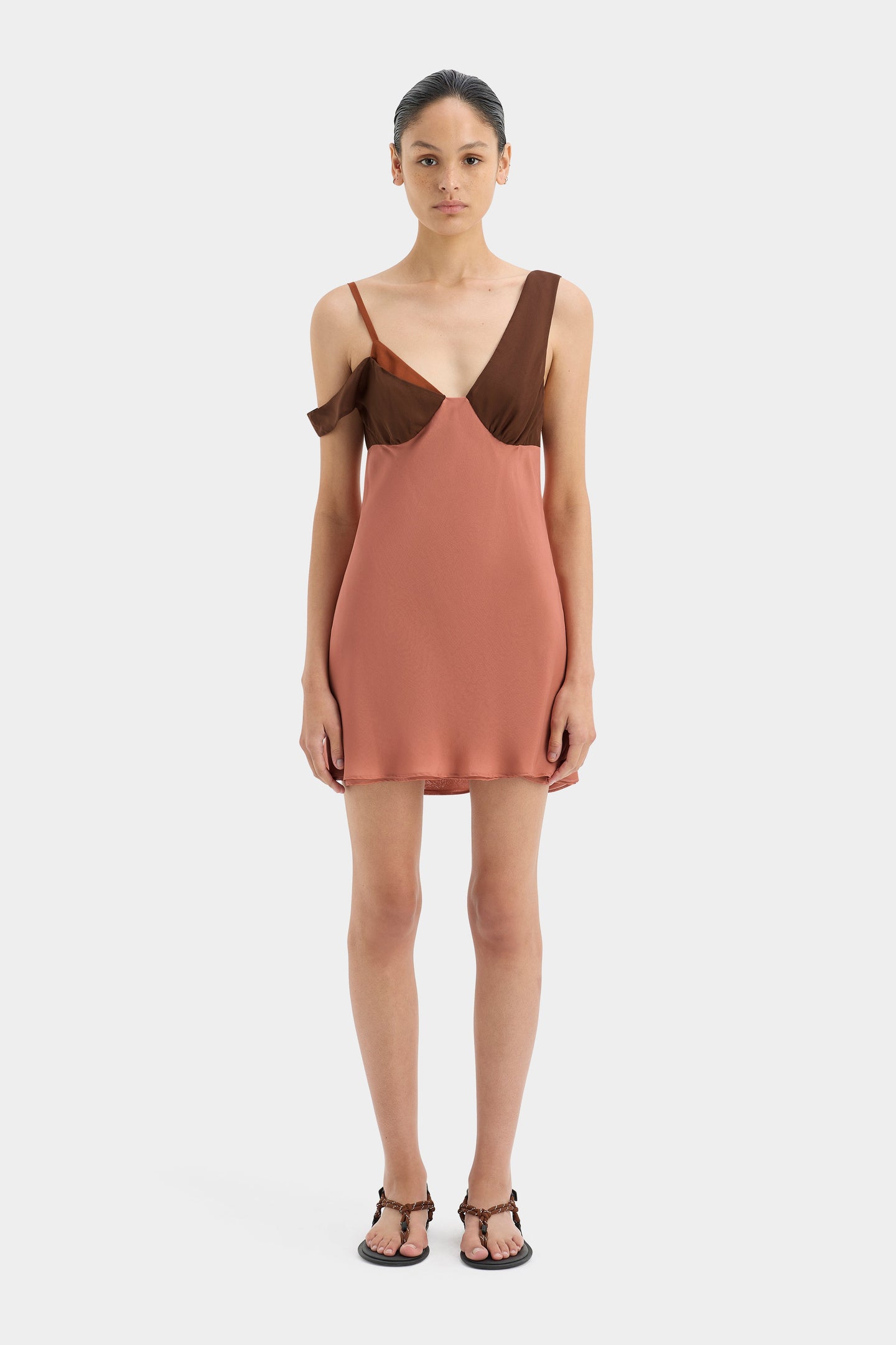 SIR the label Halcyon Mini Dress ALMOND SPLICE