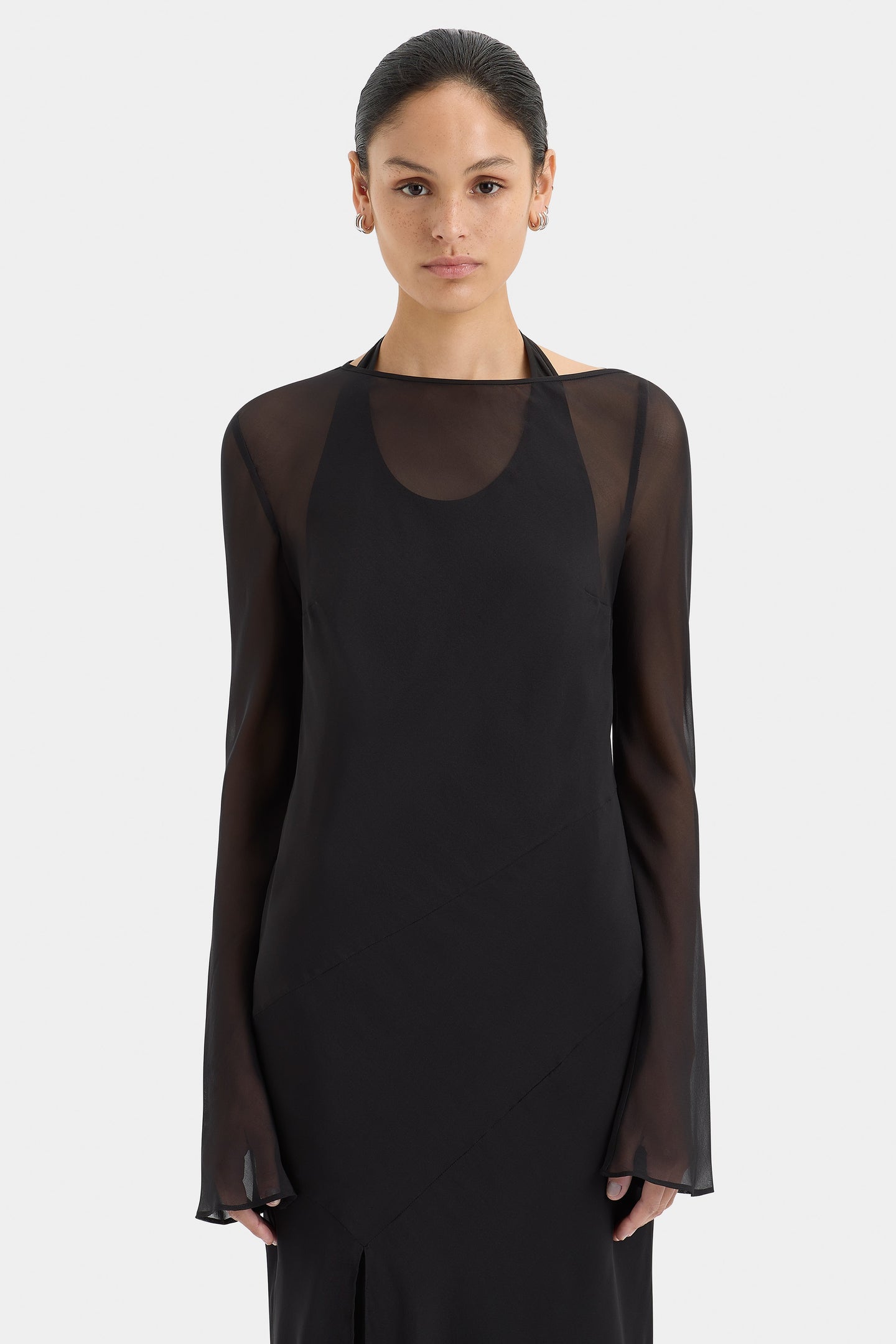 SIR the label Strobe Long Sleeve Dress BLACK