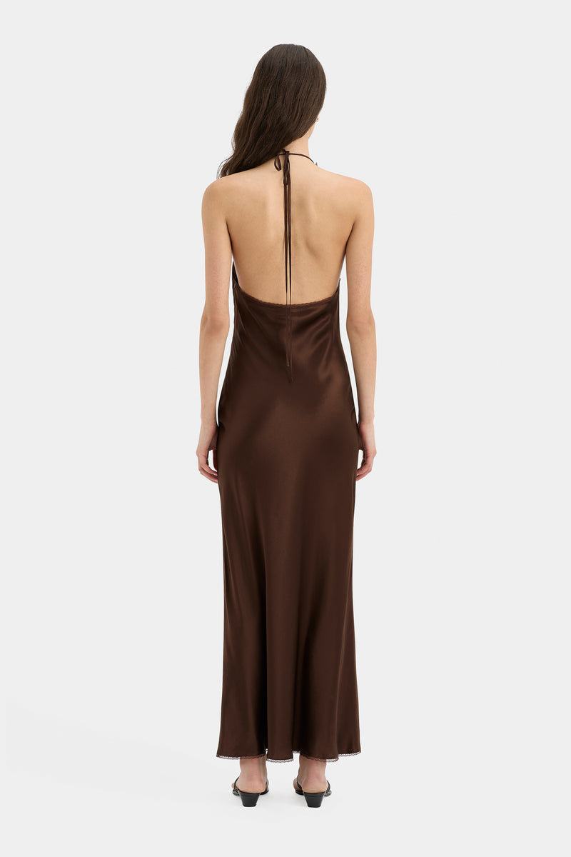 SIR the label Aries Halter Gown CHOCOLATE